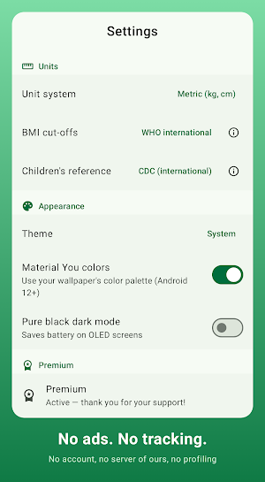 BMI Calc: BRI, Weight, No Ads Screenshot 3