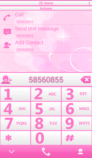 THEME PINK WHITE RocketDial Screenshot 0