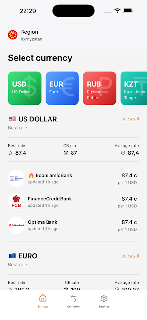 Exchange Rates Kyrgyzstan Screenshot 1