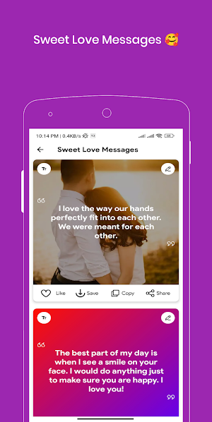Love Messages - Romantic SMS Screenshot 2