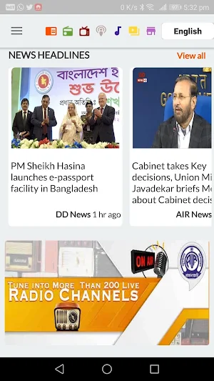 NewsOnAir: Prasar Bharati Official App News+Live Screenshot 0