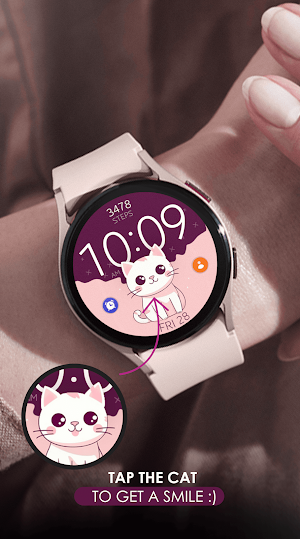 Cat digital cute watch face Screenshot 0