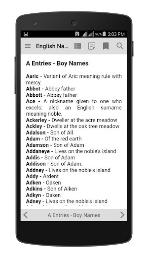 English Names and Meanings Screenshot 1