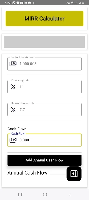 MIRR Calculator Screenshot 3