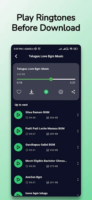 Telugu Ringtones - రింగ్‌టోన్ Screenshot 2