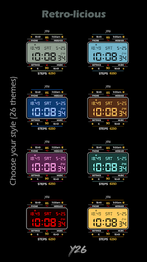 Y26 Retro-licious Watch Face Screenshot 2