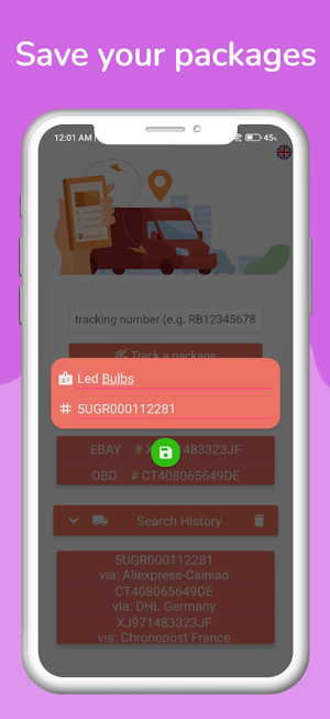 Package Tracking Screenshot 1
