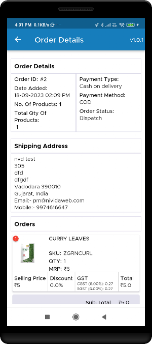 Nivida Retail Delivery Screenshot 2