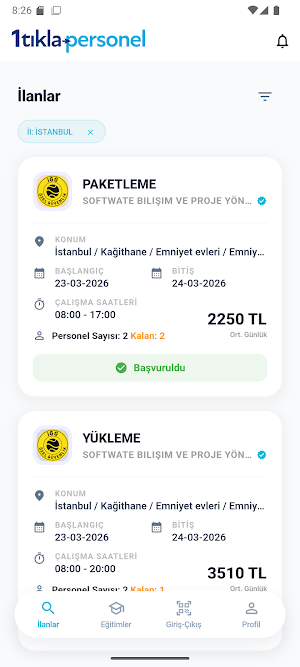 1 Tıkla Personel Screenshot 1