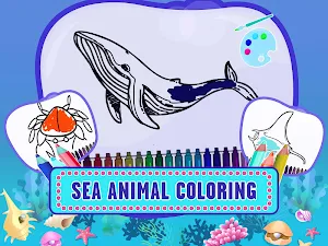 Learn Sea World Animal Game-Name Puzzle Colouring Screenshot 0