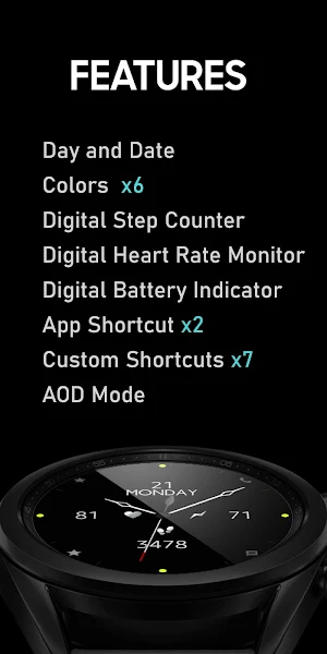 Minimal Black v14 Watch Face Screenshot 1