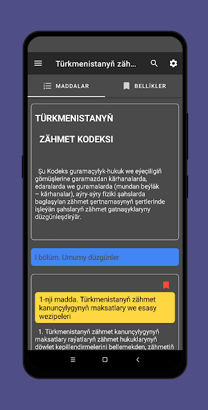 Türkmenistanyň Zähmet kodeksi Screenshot 2