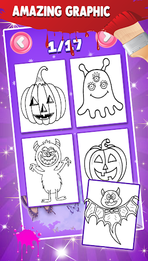 Halloween Coloring Drawing Pages Glitter Screenshot 1