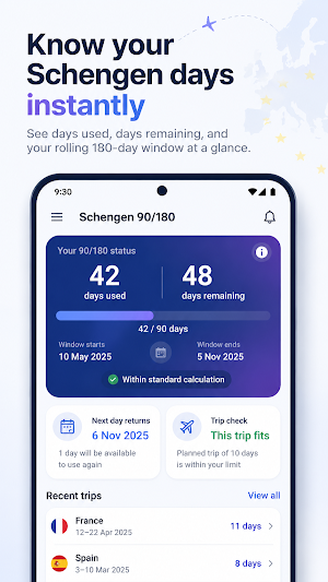 90/180 Schengen Calculator Screenshot 0