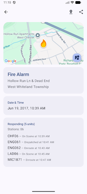 Chester County Incidents Screenshot 2