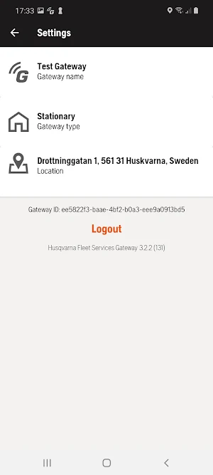 Husqvarna Fleet Services Gateway Screenshot 2