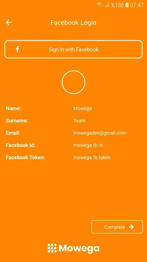 mowSocial - Login App Screenshot 1