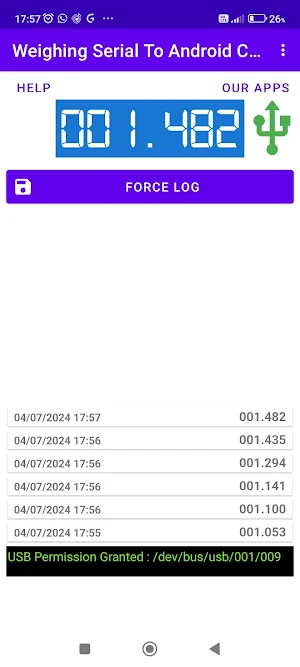 Weighing Scale Serial Terminal Screenshot 2