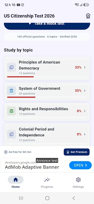 US Citizenship Test 2026 Screenshot 0