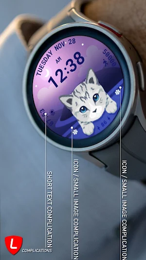 Cat Animated Watch Face 089 Screenshot 1