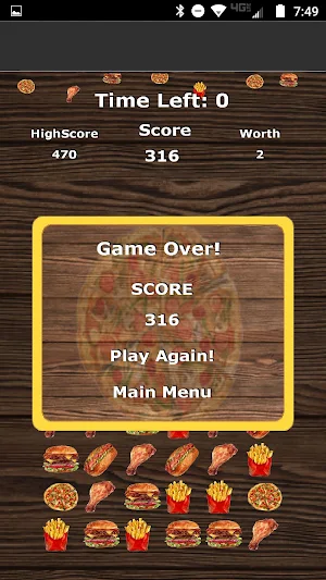 Pizza Burger Match 3 Game Screenshot 2