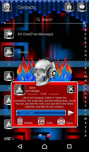 Skull on Fire Go SMS theme Screenshot 2