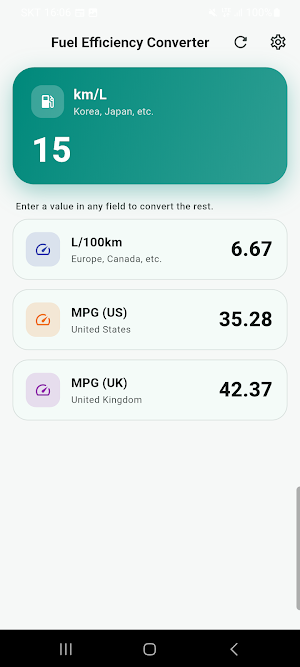 Fuel Efficiency Converter Screenshot 0