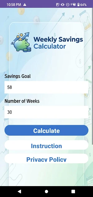 Weekly Savings Calculator Screenshot 1