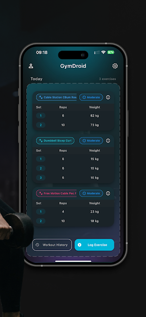 GymDroid - Gym Strength Log Screenshot 1