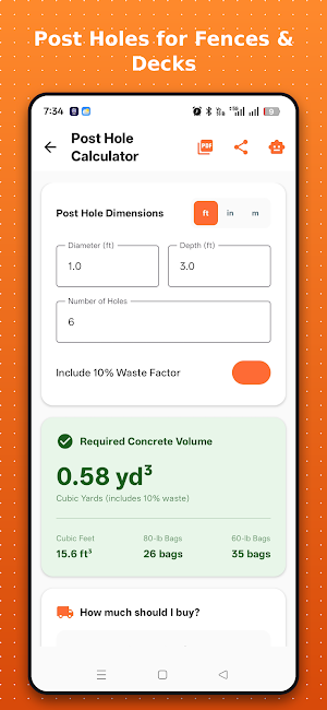 Concrete Footing Calculator Screenshot 1