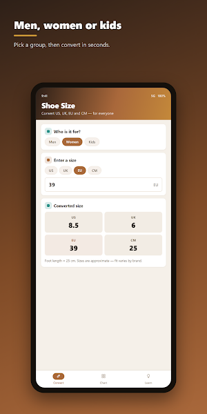 Shoe Size Conversion Screenshot 1