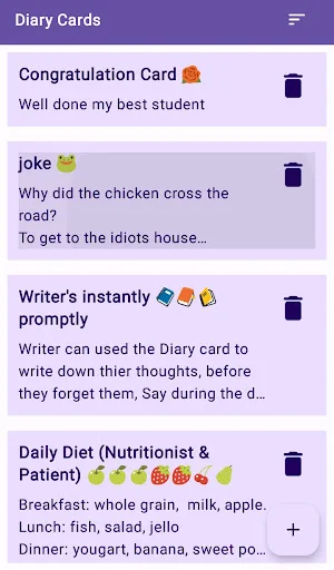Diary Cards V.1 Screenshot 0