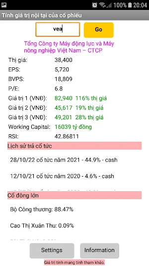 Stock's Intrinsic Value Screenshot 0