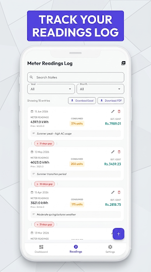 Electricity Tracker Screenshot 1