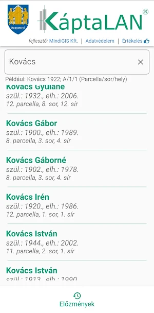 Nagyoroszi Temető KáptaLAN Screenshot 1