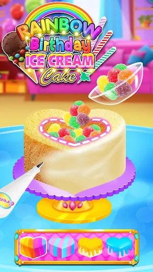 Rainbow Glitter Birthday Cake Maker - Baking Games Screenshot 2