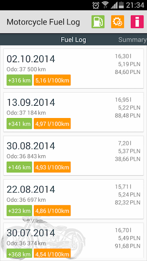 Motorcycle Fuel Log - Donate Screenshot 0