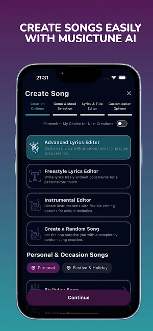 MusicTune AI - Song Generator Screenshot 1