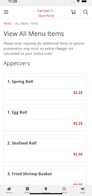 Kampei II - Stamford Online Ordering Screenshot 1