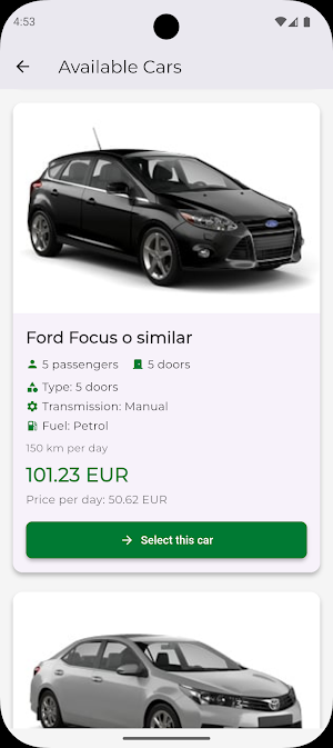 CHASE Rental Car Screenshot 2