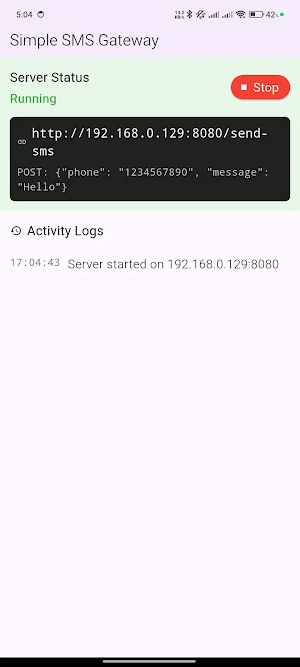 Simple SMS Gateway Screenshot 0