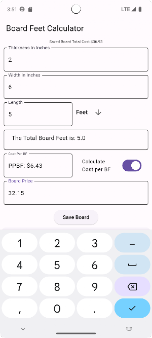 Board Feet Calculator Screenshot 0