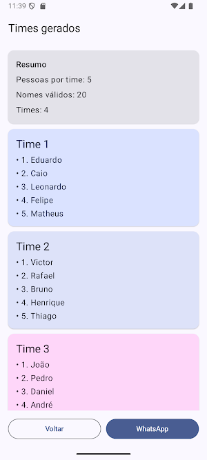 Sorteador de times Screenshot 1