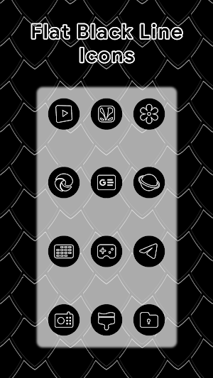 White On Black Line Icons Screenshot 2