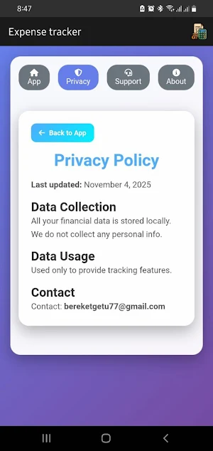 B8R-Expense tracker Screenshot 1