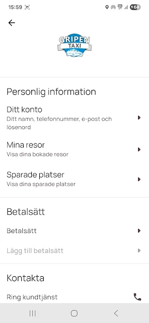 Gripen Taxi i Linköping Screenshot 2