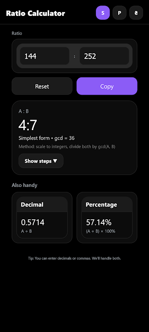 Ratio Calculator Screenshot 3