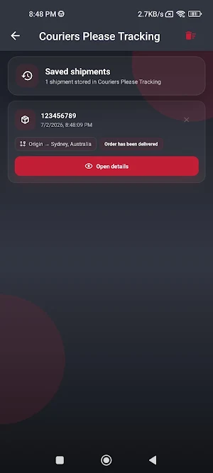 Couriers Please Tracking Screenshot 2