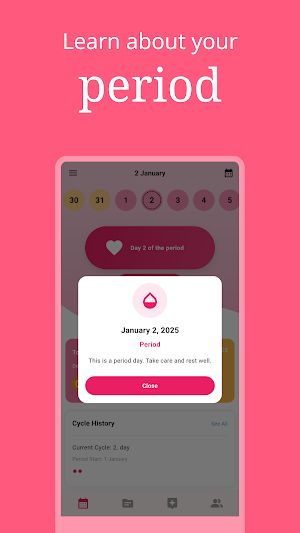 Rise, Period Tracker, Calendar Screenshot 2