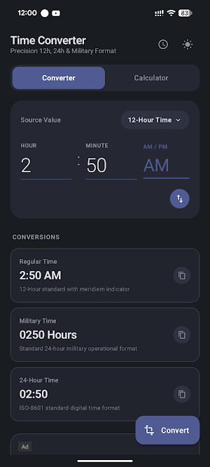 Time Converter: 24 to 12 hour Screenshot 0